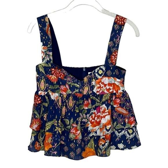 Amanda Uprichard Cami Top Size XS Everleigh Blue Floral Sleeveless - Picture 2 of 8
